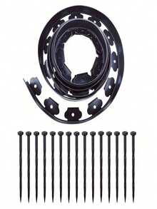 16.4ft Heavy Duty Plastic Garden Lawn Edging Kit, 2 Inch High, With 15 Screws Nails, No Digging Garden Edge Lawn Border For Landscaping, Yard, Garden Borders And Driveway Dividers