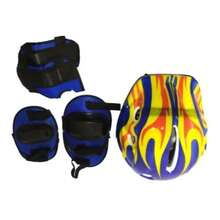 Casco Azul Infantil Con Protecciones Para Las Rodillas Y Los Codos Incluidas Con El Casco, Ideal para la seguridad de los más pequeños. Material resistente y ligero ideal para las actividades recreativas de los más pequeños del hogar, Incluye protecciones para codos rodillas y codos, zonas vulnerables a la hora de hacer actividad en el exterior para los pequeños - Azul - Ver 2