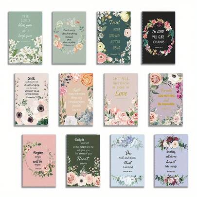 12pcs Women's Gift Set, Faith Prayer Journal, Mother's Day Gift, Compact Notebook, Inspirational Notebook, Religious Gift, Women's Stationery, 5x3.2 Inches