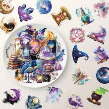 50 miếng dán trong suốt, họa tiết hoạt hình 2D, phong cách Dark Academia, chủ đề phù thủy, chủ đề không gian độc đáo, chất liệu vinyl, thích hợp dán lên bình nước, cốc, đàn guitar, hành lý, điện thoại, ốp điện thoại, máy tính xách tay, ván trượt, có thể dùng làm quà tặng. - C - Xem 2