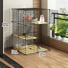 2-Tier Cat Cage With Litter Box, Indoor Cat House, Small Pet Supplies - Multicolor - View 13