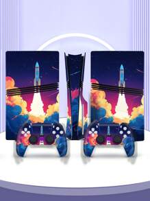 6pcs Rocket Pattern P5 Digital Version Pro Gaming Console Stickers, Dust-Proof And Wear-Resistant