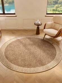1pc Simple Round Plush Decorative Rug, Brown Round Carpet, Backing, Solid Color/Striped/Checkered Design, Suitable For Living Room, Bedroom, Office - Christmas, Halloween, Thanksgiving Indoor Decor, Decorative Rug, Bedroom Decor, Small Rug, Carpet, Home Decor, Living Room Rug, Small Living Room Rug, Bedroom Rug