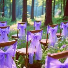 10/25pcs Organza Chair Sash, Dining Table Decor Organza Bowknot Chair Bows, Wedding Supplies Chair Back Decor Ribbons, 18cm Wide, 275cm Long, Need DIY Tie Into Butterfly Shape, Glass Yarn Chair Back Chiffon Festival Party Decor, Organza Canopy Staircase Chiffon Flowers Outdoor Tent Wedding Ceremony Graduation Party Backdrop Decoration, Interactive Party Atmosphere Supplies, Gift Wrapping Decorative Ribbons - Multicolor - View 53