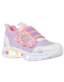 Tenis de luces Led con arcoiris para niña en color lila y rosa comodo ligero Kuali Shoes - Lila Púrpura - Ver 1