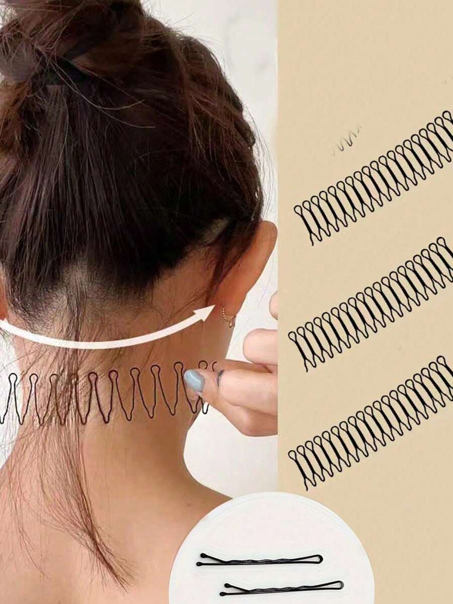 2pcs Black Metal Hair Clips, Minimalist Invisible Side Bangs Clips, Suitable For Daily Hairstyles, Also Can Be Used As Hair Styling Tools - Multicolor - View 1