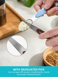 9pcs Magnetic Measuring Spoons, Stackable Measuring Spoons, Baking Measuring Spoons, Household Kitchenware Measuring Spoons, Stackable, Convenient Nesting And Storage, With American/Metric Mark-Leveler, Accurate Measurement,Suitable For Beverage Preparation, Baking And Cooking, And Kitchen Spice Seasoning Powder, Matcha Powder, Chocolate Powder, Coffee Powder, Oil,Kitchen Utensils,Kitchen Gadgets,Baking Measuring Gadgets. - - - View 5