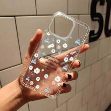 Funda para phone 16 Pro, 11 y 12. Diseño floral con frase inspiradora. Transparente, estilo otoñal. Compatible con phone 16 Pro, 11, 12, 13, 14 y 15 Pro Plus. Funda transparente. Diseño bonito para novia. - Blanco - Ver 3