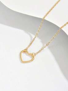 1pc Minimalist Elegant Heart Shaped Pendant Necklace, Suitable For Women, A Fashionable Small Gift For Friends - Vàng - Xem 5