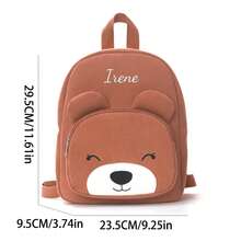 1pc Customized Embroidered Corduroy Cute Cartoon Animal Kids Backpack, Can Embroider Your Own Name, Suitable For Boys, Girls, Kindergarten, Elementary School Students, Outdoor Travel, A Personalized Holiday Gift For Kids, Comfortable And Convenient, Also An Ideal Birthday Gift. - Multicolor - View 28