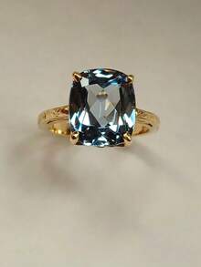1pc Fashionable Cubic Zirconia Ring, Suitable As Women Wedding Engagement Valentine's Day Gift - Vàng - Xem 1