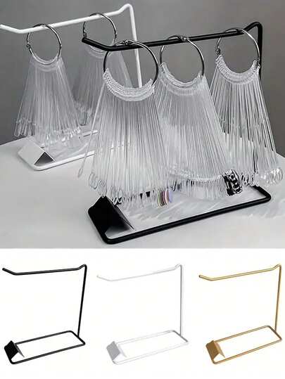 1PC Nail Art Fan Shape Display Storage Rack Heavy Duty Metal Storage Rack For Gel Polish, Nail Art Decoration - Sturdy Construction Space Saving Countertop Or Retail Store Decoration - Salon And Home Use