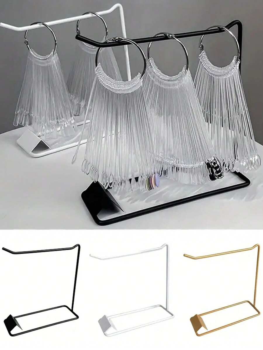 1PC Nail Art Fan Shape Display Storage Rack Heavy Duty Metal Storage Rack For Gel Polish, Nail Art Decoration - Sturdy Construction Space Saving Countertop Or Retail Store Decoration - Salon And Home Use