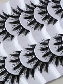 Manga Lashes Pointed Cat Eye Lashes, Natural Look Anime False Eyelashes Individual Wispy Korean Makeup Eyelashes Clusters, Japanese Cosplay Lashes Dramatic Thick Fake Eyelashes Extensions (7 Pairs) - Spiky Manga Lashes - View 7