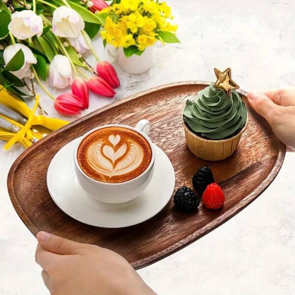 1 Piece Solid Wood Tray - Multi-Purpose Rectangular Tray For Breakfast, Fruits, Desserts, Sushi, Snacks And Coffee, Light Wood Grain, Perfect For Kitchen Decorations, Coffee Table Trays, Natural Wood Design, Halloween, Christmas Gifts