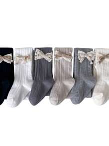 1pc Cute Bow Mesh Tights For Baby Girls & Toddler Girls, Casual Soft Breathable Comfortable