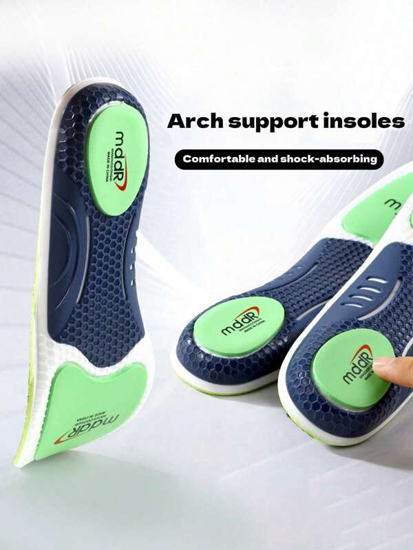 1 Pair Unisex Sports Anti-Twist High Elastic Shock-Absorbing Arch Support Deodorizing Anti-Slip Full-Length Insoles, Comfortable, Fit For Basketball Shoes, Badminton Shoes