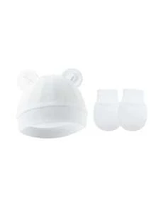 2 piezas/set Gorro con cierre para bebé recién nacido y manoplas, regalo para baby shower - 2 piezas - Ver 16