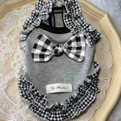 1pc Pet Dog/Cat Suspender Vest, Elegant Black/White/Gray Lace, Elastic & Breathable, Suitable For Poodle, Bichon Frise, Small Dogs, Spring/Summer/Autumn