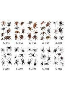 10张万圣节蜘蛛纹身恐怖僵尸蜘蛛网吸血鬼纹身临时逼真防水适用于女性万圣节派对节日派对恶作剧角色扮演化妆 - 彩色 - 查看 3