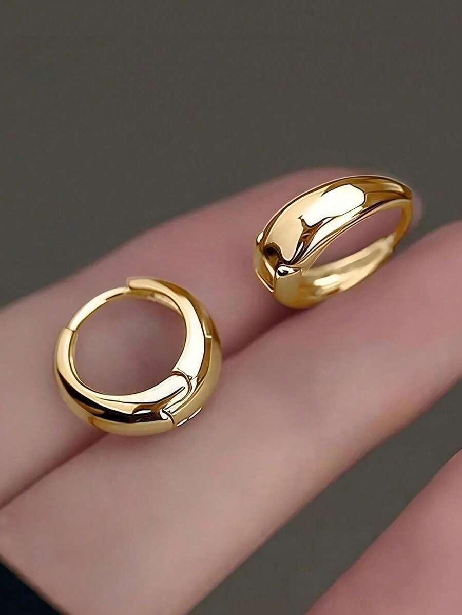 1 Pair Elegant Minimalist Versatile Petite Hoop Earrings For Women, Suitable For Daily Commute