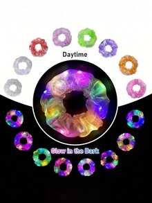 12/5 Pieces - Mermaid Led Luminous Large Tube Hair Band,Led Women's Hair Bundle - Hair Bundle, Light Up Hair Bundle, Colorful Yarn Hair Bundle Multi-Light Mode,Led Rave Hair Accessory Glow In The Dark Music Festival Rave Party Hair Accessory Give Gifts To Friends, Light Up Party Supplies, Makeup Party Thanksgiving Decoration Autumn Party Gift (Random Color)