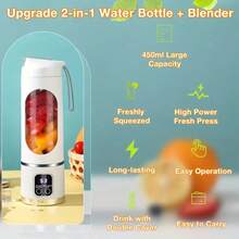 Portable Juicer Cup, 12 Blade Strong Blender, USB Rechargeable 1500mAh Long-Lasting Battery, Large Capacity, Leak-Proof Lock, Easy To Clean, Stylish Fruit Juice Cup, Multi-Color Options. Cannot Be Used If The Bottle Is Not Tightened. Multi-Function Smoothie Blender Cup, Anti-Leak, One-Second Cleaning, On-The-Go Juicer
