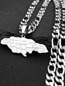 Map Of Jamaica Pendants Necklaces For Women Men Stainless Steel Gold Silver Color Country Geography Chain - Necklace - View 11