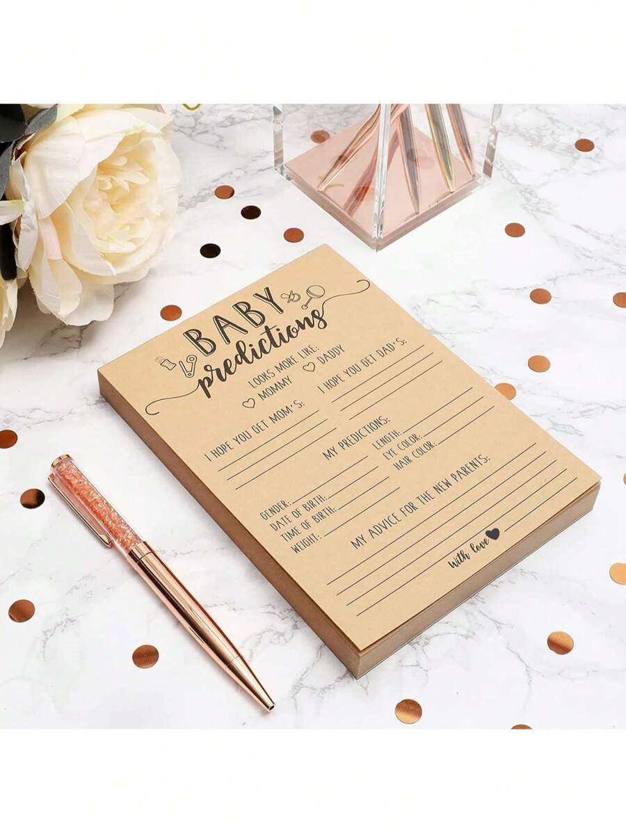 1套6张婴儿性别揭秘刮刮卡，适用于男孩或女孩性别揭秘游戏和派对活动。将这些预测卡添加到您的性别揭秘派对或迎婴派对游戏中，为您的朋友、家人和宾客打造一场趣味十足的活动。尺寸大小适中，方便宾客填写，也是准父母的理想纪念品。