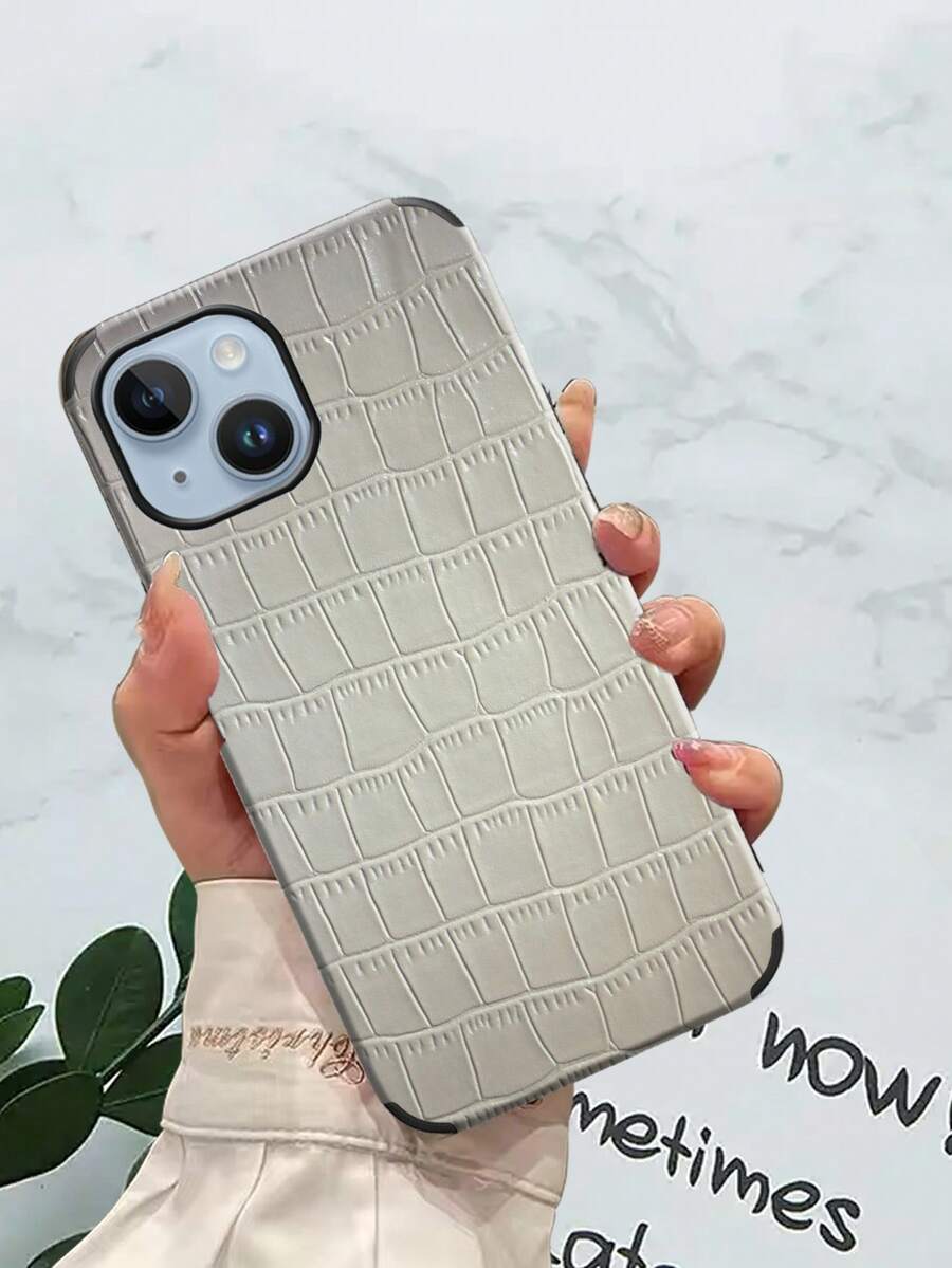 1 件黑色鳄鱼皮纹理防震手机壳，带旋转发声设计，兼容 17/16/15/14/13/12/11/XR/7P/8P/XS Max/X/XS、Galaxy