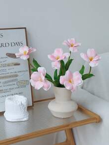 精致逼真的粉色仿真郁金香花束 - 适用于卧室/客厅/婚礼/派对/餐厅装饰、情人节装饰、房间装饰、家居装饰、花束、仿真花、女士礼物、婚礼、假花、仿真植物、客厅装饰 - 粉紅色開口鬱金香 - 查看 5