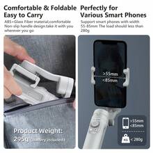 AXNEN جيمبال ثلاثي المحاور HQ3 Pro للهاتف الذكي - مستقر يدوي قابل للطي لفيديو سلس، التصوير الفوتوغرافي، السيلفي، البث المباشر - جهاز تثبيت الكاميرا متوافق مع جميع هواتف الأندرويد/iOS - متعدد الألوان - مشاهدة 10