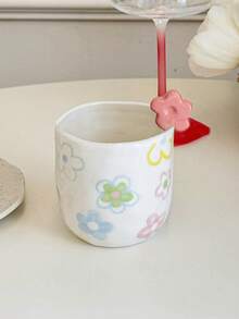 1pc/4pcs Ceramic Hand Grip Coffee Mugs, Floral Hand Grip Cups, High-Quality Espresso Cups, Office Latte Cups, Small & Cute, Hand Grip, Suitable For Arabic Coffee, Cappuccino, Dessert Cups, Gift