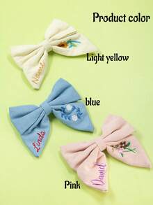 Custom Hair Bows With Embroidery Name, Personalized Velvet Hair Accessories And Clips, Oversized Bows For Women - Multicolor - View 3