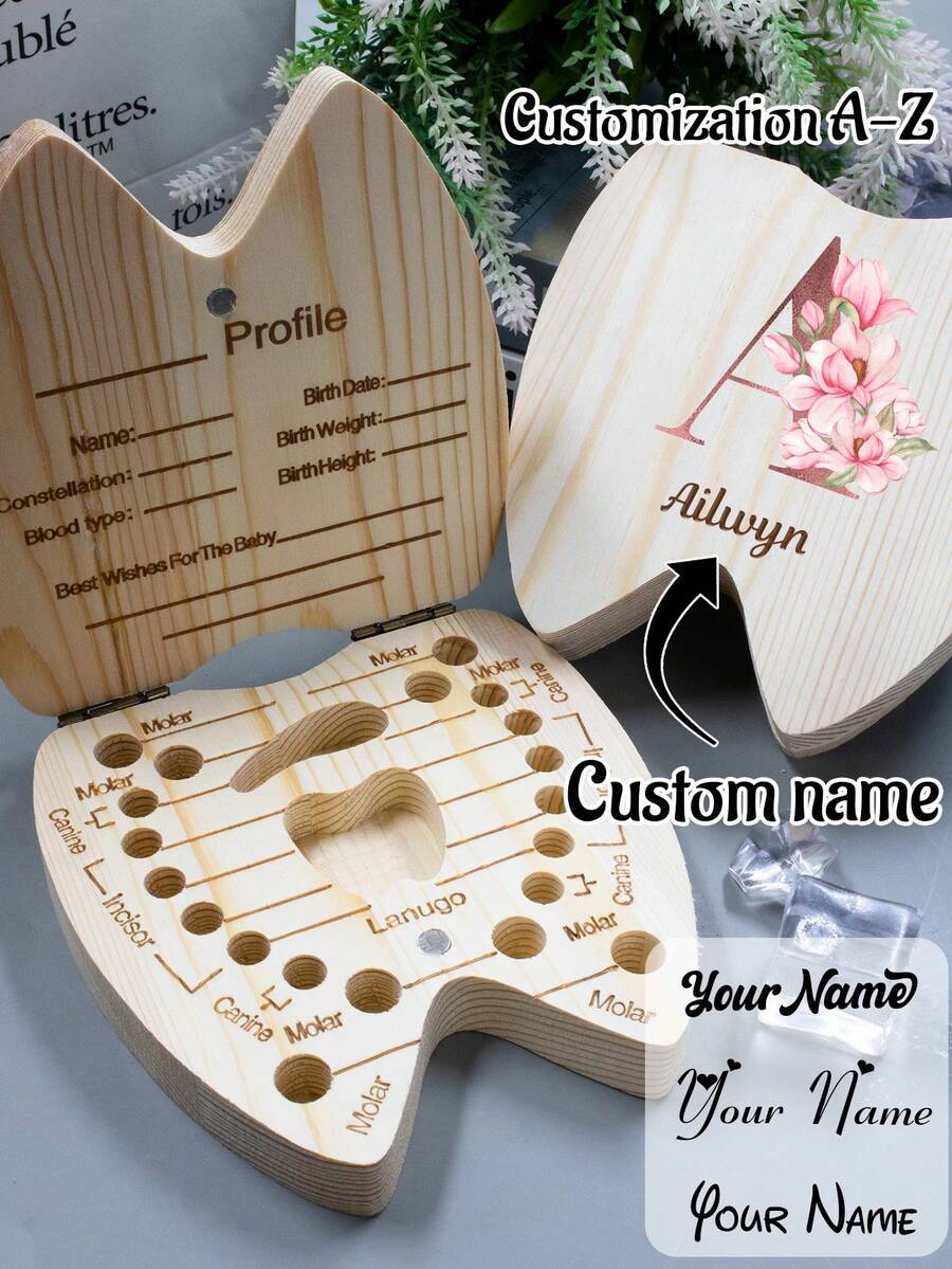Custom Baby Teeth Storage Box With Initials,Personalized Name Teeth Decorative Box,Customized Personal Data Deciduous Teeth Box,Baby Shower,Customizable Birthday Gifts,The First Gift For Your Child,Thanksgiving Day,Birthday Gifts,Bedroom,Versatile,New Mother Souvenir Gifts,Dad,Boy,Girl,Family,Friend - phong cách A - Xem 1