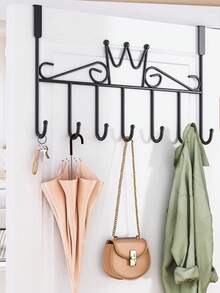 1 件现代风格门上悬挂式储物架，带挂钩 - 易于安装的壁挂式收纳架，用于毛巾、衣服、帽子、包包和浴袍、钥匙眼镜耳机杂物挂架，防倾斜，适用于卧室、浴室、厨房家居装饰