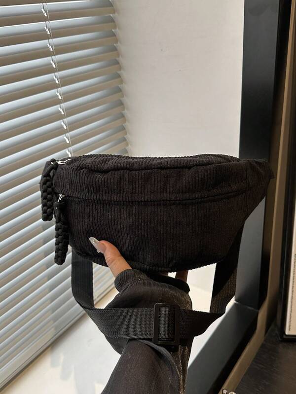 Sac de poitrine/sac de taille en matériau velours côtelé haute capacité, unisexe, convenant pour un usage quotidien, sportif, course, voyage, décontracté