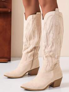 Women's Classic Western Boots - Beige - View 3