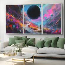 Quadro Decorativo Jardim Cósmico MDF Mosaico Sala Quarto Escritório Impressão Em Hd - Branco - Visão 4