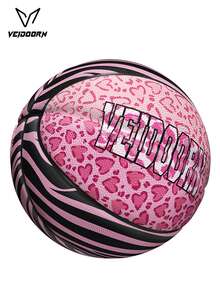 veidoorn 1 Stück Größe 7 Standard rosa Leopard Gummi Basketball für Indoor- und Outdoor-Training, feuchtigkeitsabsorbierend & verschleißfest Basketball, schönes Geschenk für Freund und Freundin