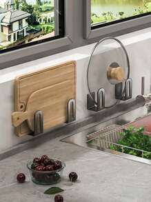 2 pièces Porte-couvercle de pot sans perçage, étagère multifonctionnelle de cuisine pour planche à découper, couvercle de casserole, salle de bain, balcon, étagère de rangement murale