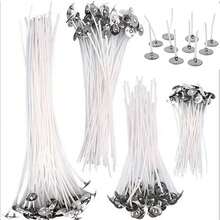 50Pcs Functional Smokeless Candle Wicks - Pre Waxed Wick With Metal Sustainer Tabs For Pillar Candle Making And DIY, 10cm/3.94in, 15cm/6in, 20cm/8in