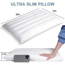 MINUPWELL Ultra Flat Pillows For Sleeping Thin, 2.5" Height Ultra Thin Pillows, Slim Bed Pillows For Stomach Sleeper, Standard Size -18x26 In - 7D Fiber - 2 PC - Standard(2PC) - View 3