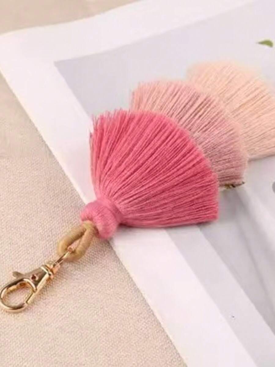 3-Layer Straw Tassel Pendant Vacation Style Bag Accessory Backpack Decor Keychain For Bag Car Accessories For Women - Multicolor - View 1