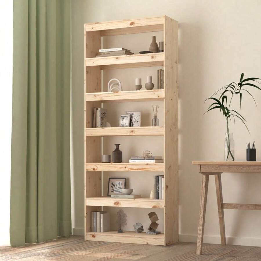 Bücherregal/Raumteiler 80x30x199,5 cm Massivholz Kiefer - Braun - Übersicht 1