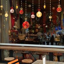 1pc Christmas Decoration Window Cling, Static Sticker Suitable For Stores And Homes, Waterproof Plastic Holiday Decor With Painted Ribbons, Snowflakes And Holiday Ornament Glass Surface Decor, Ideal For Holidays