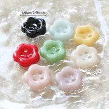 20/30/50 piezas Botones pequeños con diseño de flores de dos ojos con apariencia cerámica y brillo, botones decorativos para camisa, chaqueta, costura a mano, accesorios DIY de aplicación - Multicolor - Ver 14