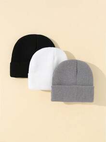 Pacotes de 1/3 peças de gorros de inverno para meninas e bebês, gorros macios para bebês, gorros de malha para crianças
