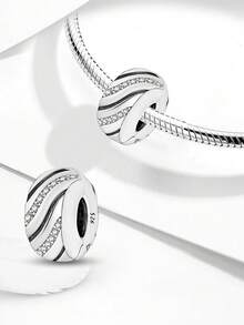 1Pc Fashionable Vines, Leaves, Spacing Beads Charms Fit For Women Bracelets Bangles DIY Jewelry Making And Daily Outfit Matching Jewelry Decoration - Silver - View 4