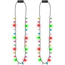 2pcs-Christmas Party Giveaway,Glowing Christmas Necklaces Available In Bulk, Christmas Necklace With 8 Colorful Glowing Bulbs, Three Modes Of Light Necklaces, Suitable As Christmas Gifts, Ugly Sweaters, New Year Party Supplies And Accessories, Chinese New Year's Eve Party Supplies Accessories - Multicolor - View 1